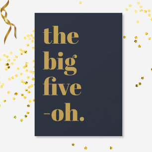 Convite Aniversário Engraçado Big Five-Oh Azul Marinho Dou