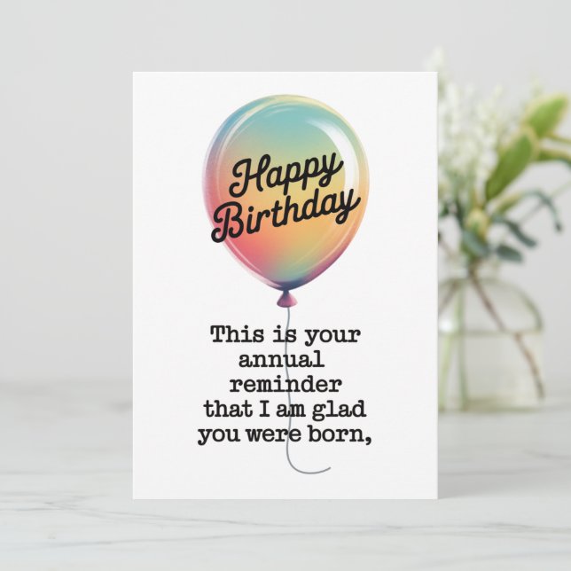 Convite Aniversário Engraçado Estou Feliz Que Tinhas Nasce (Em pé/Frente)