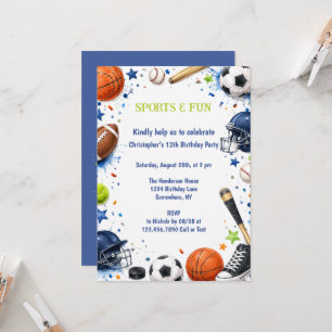 Convite Aniversário Esportivo Para Meninos