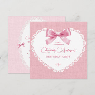 Convite Aniversário estético do arco pastel rosa
