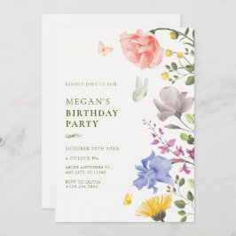 Convite Aniversário estético do jardim floral