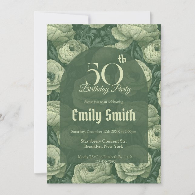 Convite Aniversário Estético Feminino Ranunculus (Frente)