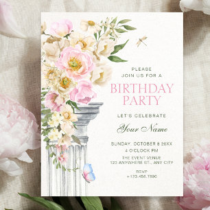 Convite aniversário estético floral