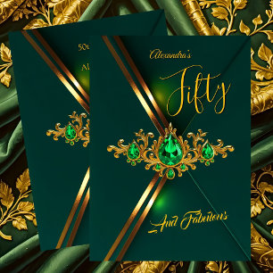 Convite Aniversário Fabuloso Cinquenta Esmeralda Verde Dou