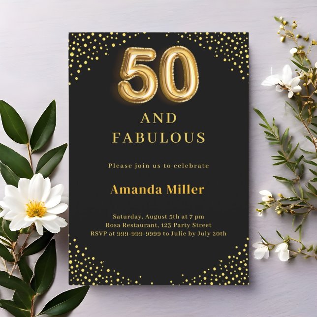 Convite Aniversário fabuloso de 50 anos do ouro negro (Criador carregado)