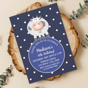 Convite Aniversário feliz da vaca engraçada bonito dos