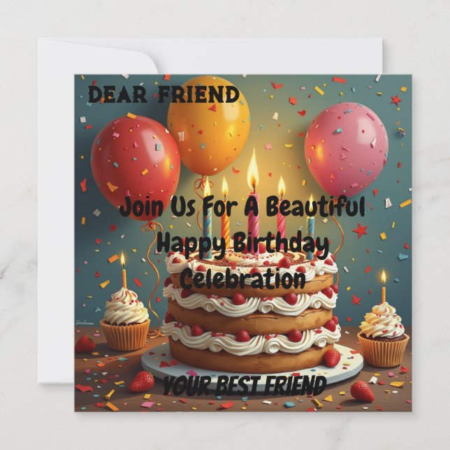 Convite Aniversário feliz personalizado (Frente)