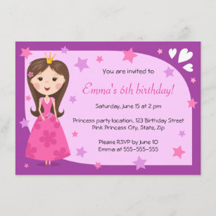Convite Aniversário feminino bonito roxo cor-de-rosa da