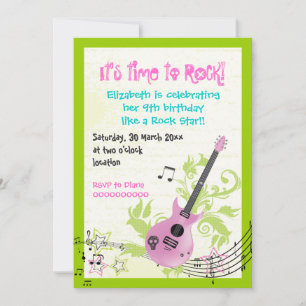 Convite Aniversário feminino da guitarra elétrica da