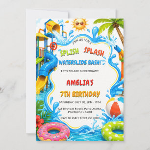 Convite Aniversário Festa na Piscina do Parque Aquático Tr
