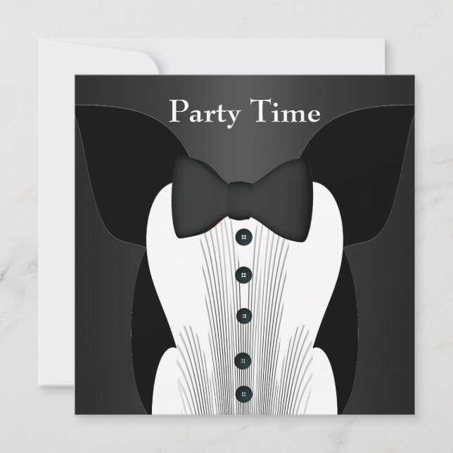 Convite Aniversário, Fita Preta (Frente)