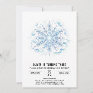 Convite Aniversário Floco de Neve de Inverno Gelado