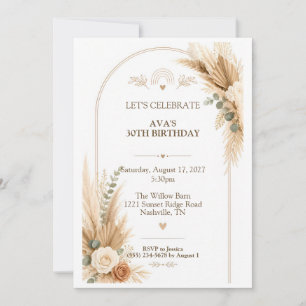 Convite Aniversário Floral Boho Hippie