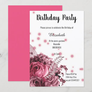 CONVITE ANIVERSÁRIO FLORAL BRANCO DE PINCO ELEGANTE 2