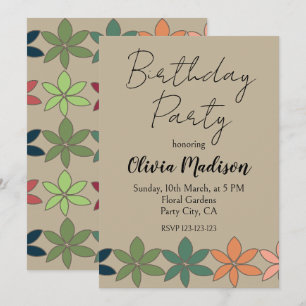 Convite Aniversário Floral Colorido
