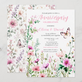 Convite Aniversário Floral de Flor Silvestre Rosa