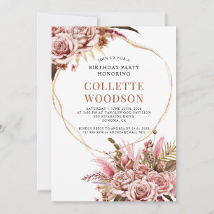 Convite Aniversário Floral do Elegante Blush Pink Waterco