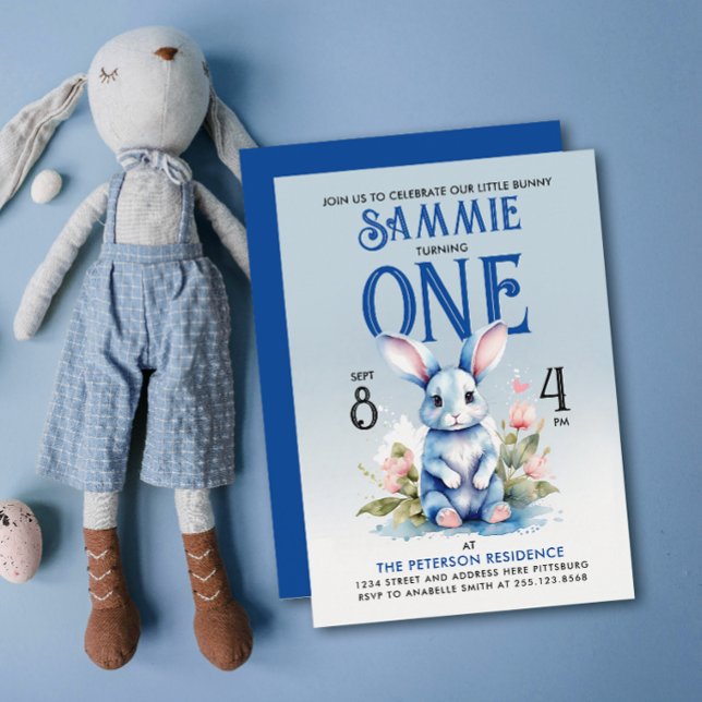 Convite Aniversário Floral do Garoto Coelho Adorável (Criador carregado)