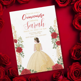 Convite Aniversário Floral Dourado do Na moda de Script Mo