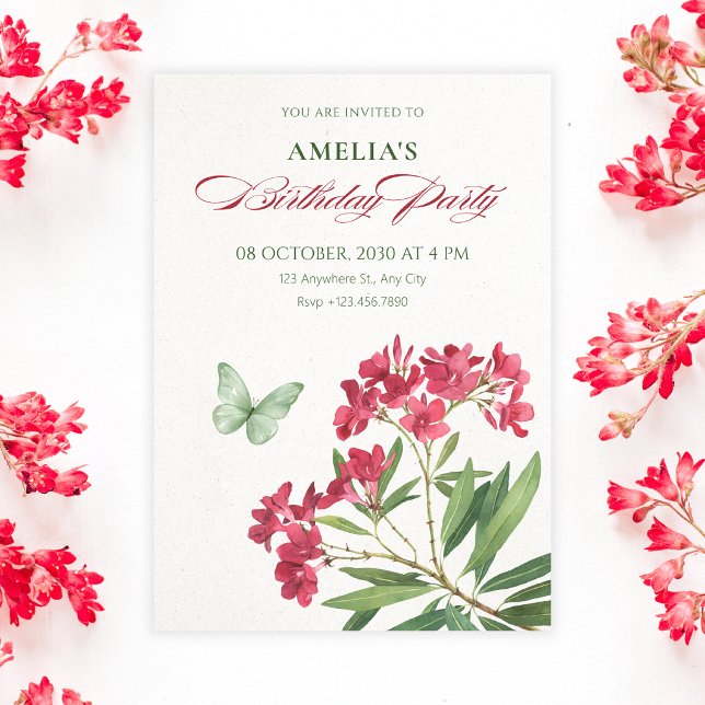 Convite Aniversário floral estético (Criador carregado)