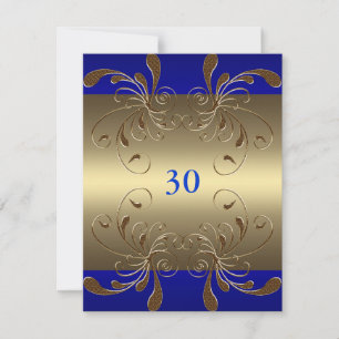 Convite Aniversário Floral Glam Cobalt & Gold