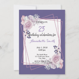 Convite Aniversário Floral Puro da Frame Geométrica Modern