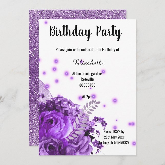 CONVITE ANIVERSÁRIO FLORAL RÚPIDO (Frente/Verso)