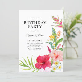 Convite Aniversário floral tropical