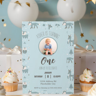 Convite Aniversário Floresta Azul, Foto Personalizada