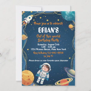 Convite Aniversário Fora deste Mundo no Espaço Exterior