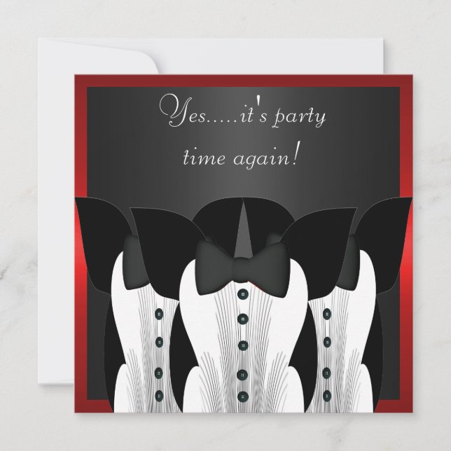 Convite Aniversário Formal Tuxedo Black Tie Suit 3 (Frente)