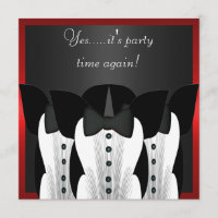 Convite Aniversário Formal Tuxedo Black Tie Suit 3