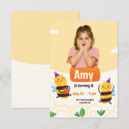 Convite Aniversário Foto Moderna Abelha