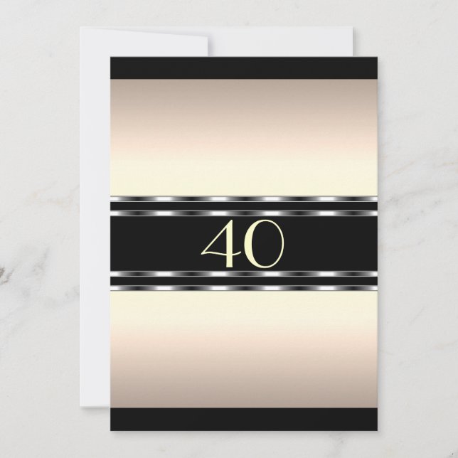 Convite Aniversário Gama de Creme com Preto Grande (Frente)