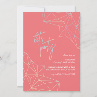 Convite Aniversário geométrico brilhante e colorido modern
