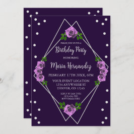 Convite Aniversário Geométrico do Rosa Roxo