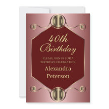 Aniversário Geométrico Dourado E Vermelho Cor-De-R