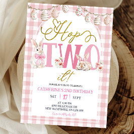 Convite Aniversário Gingham Boho Floral Hop Two It