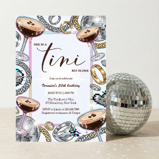 Convite Aniversário Glam Tini Bit Older Espresso Martini