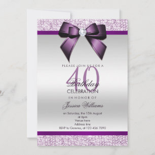 Convite Aniversário Glamouroso com Brilho e Laço