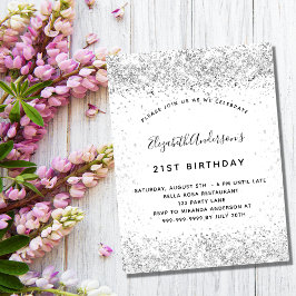 Convite Aniversário glamouroso de prata branca