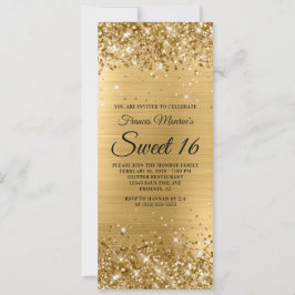 Convite Aniversário Glittery Gold Foil Sweet 16
