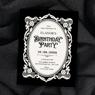 Convite aniversário gótico elegante