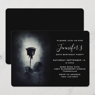 Convite Aniversário Gótico Rosa Negra Gotejando Sangue Gru