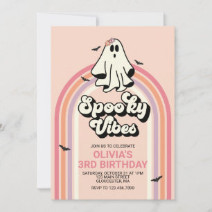 Convite aniversário Groovy Fantasma Halloween Vibrações As