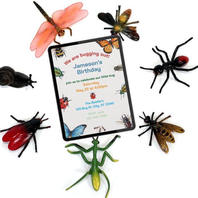 Convite Aniversário Ilustrado Bugging Out Kids (Criador carregado)