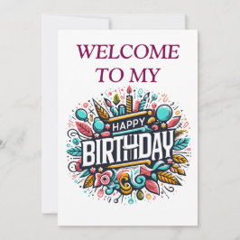 Convite Aniversário Ilustrado Colorido - Festivo Único