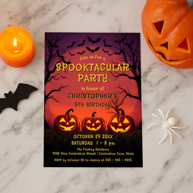 Convite Aniversário infantil de Halloween com Jack O Lante (Criador carregado)