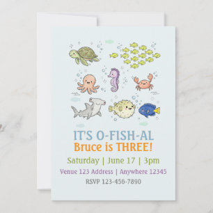 Convite Aniversário Infantil Ilustrado O-FISH-AL