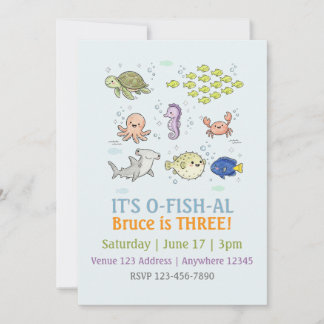 Convite Aniversário Infantil Ilustrado O-FISH-AL
